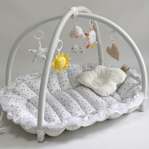 Кокон для новорожденных 2в1 Happy Luna Babynest Playmate Plastik bag Молочный/Белый 0754