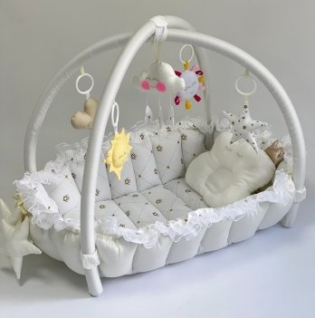 Кокон для новорожденных 2в1 Happy Luna Babynest Playmate Plastik bag Молочный/Белый 0754
