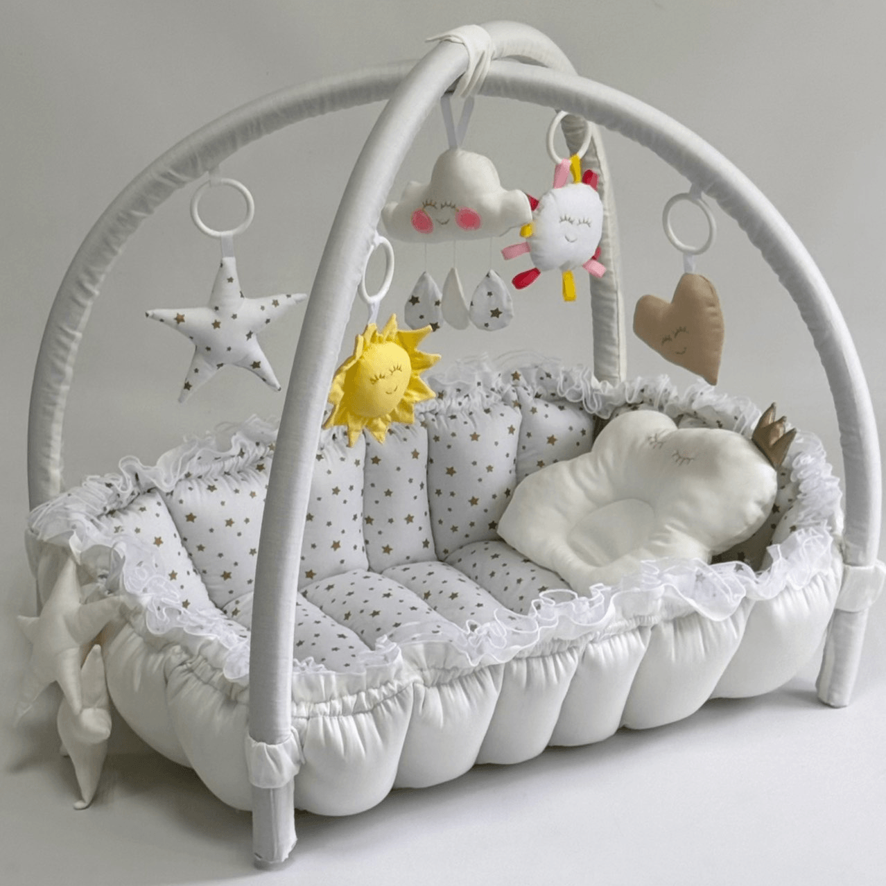 Кокон для новорожденных 2в1 Happy Luna Babynest Playmate Plastik bag Молочный/Белый 0754