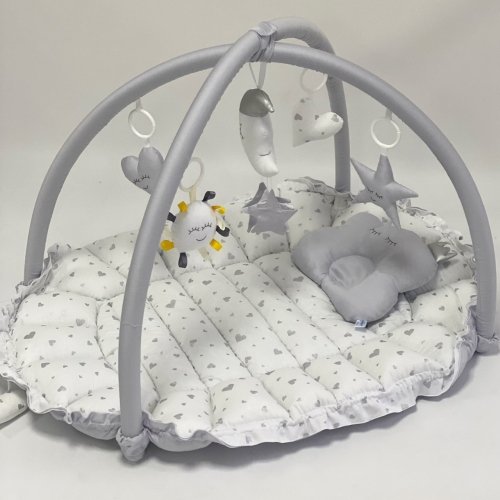 Кокон для новорожденных 2в1 Happy Luna Babynest Playmate Plastik bag Серый/Белый 0760
