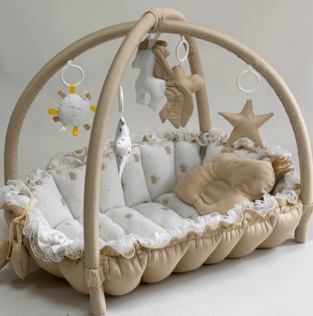 Кокон для новорожденных 2в1 Happy Luna Babynest Playmate Plastik bag Бежевый/Белый 0772