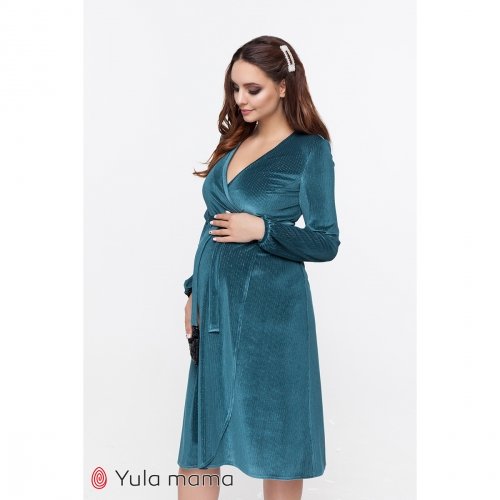 Вечернее платье для беременных и кормящих мам Юла мама Jen Зеленый DR-49.241