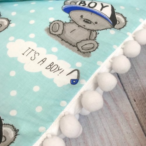 Плед для новорожденных Oh My Kids Мишки Boy Бязь/Плюш Голубой 100х80 см КУ-019-ХП