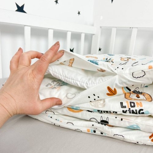 Постельное белье полуторное для подростков Oh My Kids Львята Ранфорс Бежевый ПБ-010-Х