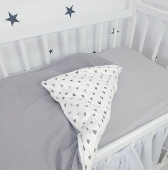 Плед для новорожденных Oh My Kids Сердечки Пике/Сатин Серый 100х80 см КУ-234-СП