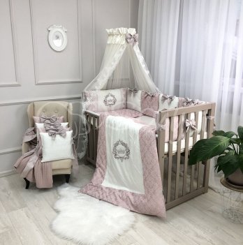 Детское постельное белье и бортики в кроватку Маленькая Соня Elegance Пыльная роза Розовый 0245205