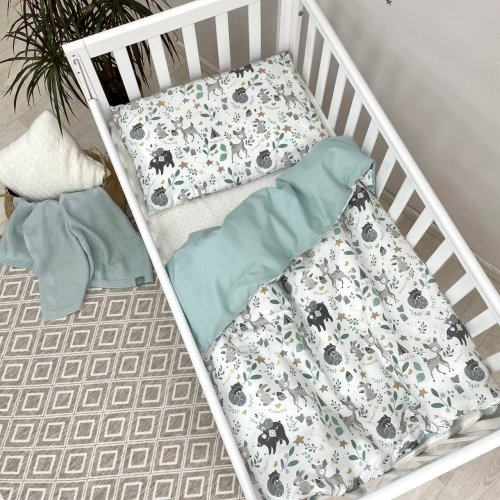 Детское постельное белье в кроватку Маленькая Соня Baby Mix Bamby с друзьями Белый/Мятный 0391597