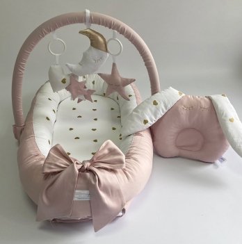 Кокон для новорожденных Happy Luna Babynest Standart Розовый/Белый 0205