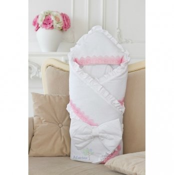 Демисезонный конверт-одеяло для девочки  Flavien 1006/2 белый с розовым кружевом