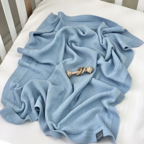 Плед для новорожденных вязаный Маленькая Соня Рогожка Голубой 935307