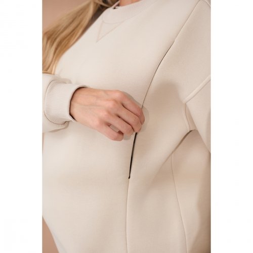 Свитшот для беременных и кормящих с начесом Юла Мама Kloya Бежевый SW-45.011