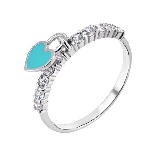Серебряные кольцо с эмалью UMAX Нежное сердце 10527ebir