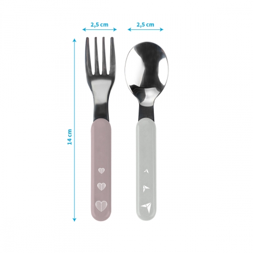 Детский набор столовых приборов из нержавеющей стали BabyOno Розовый/Серый 1065/02