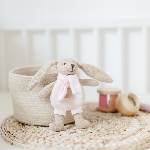Мягкая игрушка погремушка Canpol babie Кролик Розовый 80/201_pin