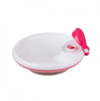 Детская тарелка на присоске поддерживающая температуру пищи BabyOno Розовый 1070/02