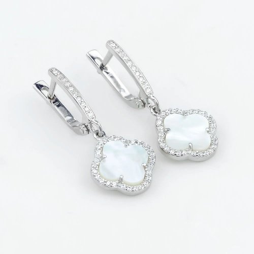 Серебряные сережки UMAX Клевер Белый 20684b