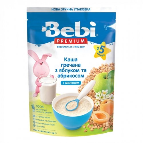 Каша гречневая Bebi Premium Молочная с яблоком и абрикосом 200 г 1105052