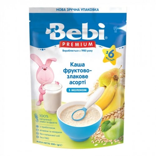 Каша фруктово-злаковое ассорти Bebi Premium Молочная 200 г 1105060
