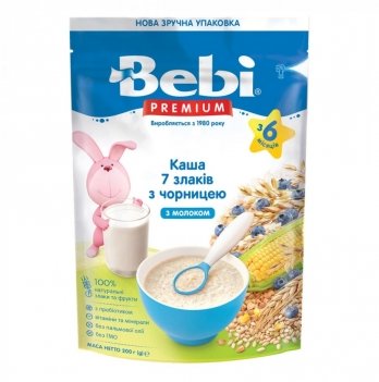 Каша злаковая Bebi Premium Молочная 7 злаков с черникой 200 г 1105064