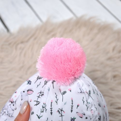 Зимняя шапка детская Magbaby Аляска Кролики 0-5 лет Белый/Розовый 103193