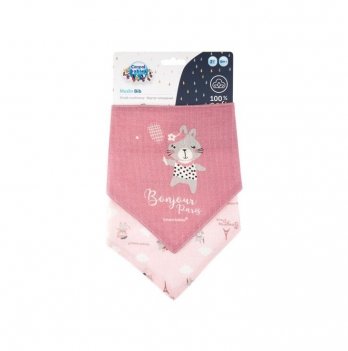 Слюнявчик для новорожденных муслиновый Canpol babies Bonjour Paris 2 шт Розовый 26/900_pin