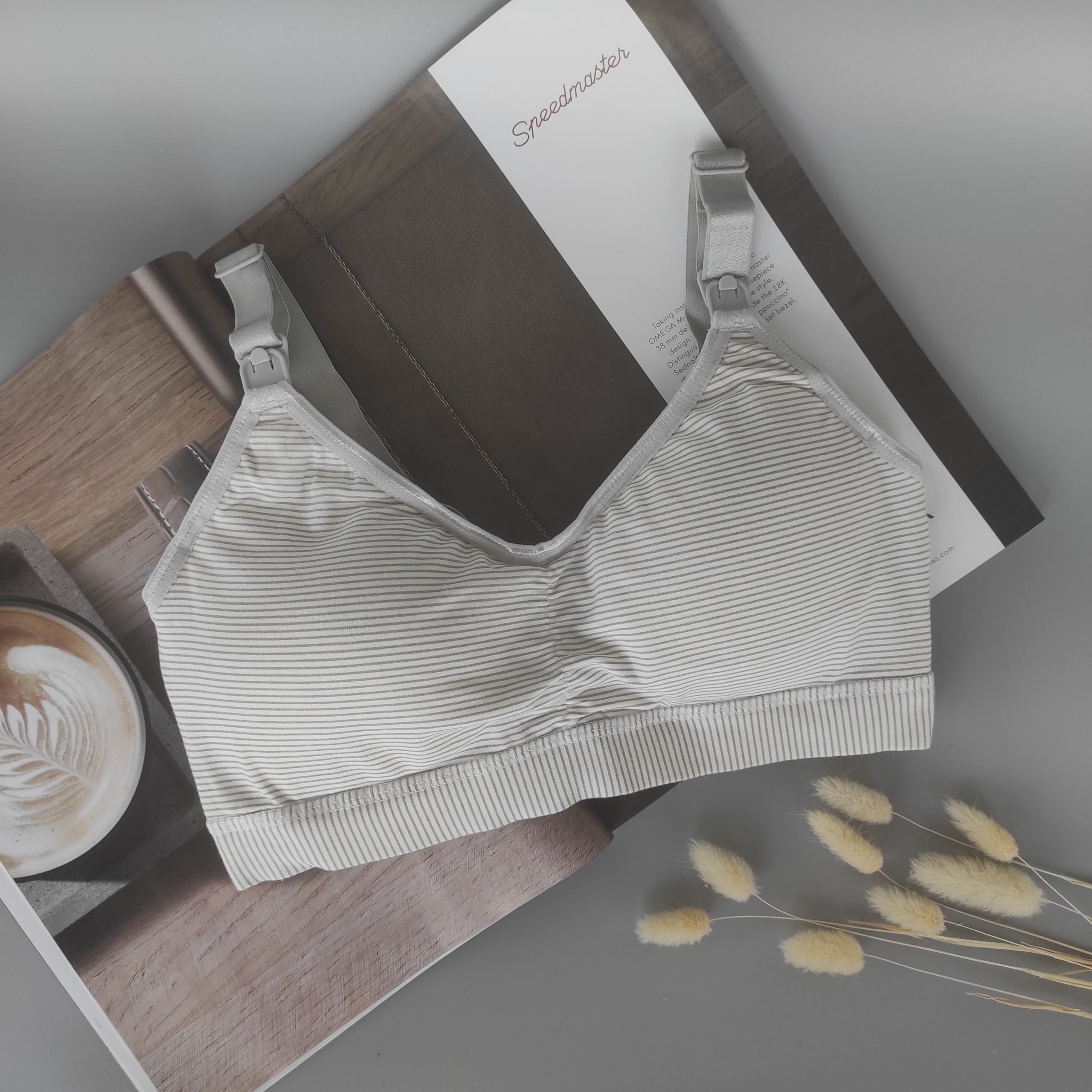Бюстгальтер для кормления Jenis Natural Gray Striped Светло-серый 12063 Бюстгальтер для кормления Jenis Natural Gray Striped Светло-серый 12063