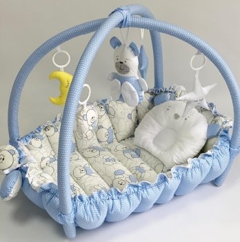 Кокон для новорожденных 2в1 Happy Luna Babynest Playmate Голубой/Белый 0734