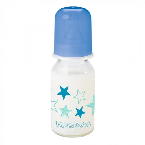 Бутылочка для кормления Baby-Nova Декор Стеклянная 125 мл Голубой 3960332
