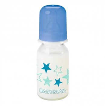 Бутылочка для кормления Baby-Nova Декор Стеклянная 125 мл Голубой 3960332