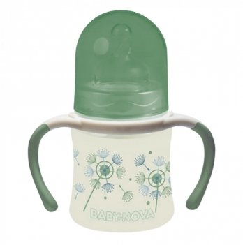 Бутылочка для кормления с ручками Baby-Nova Декор 150 мл Зеленый 3966384