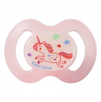 Пустышка силиконовая анатомическая ночная Baby-Nova 0-6 мес 1 шт Розовый 3962483