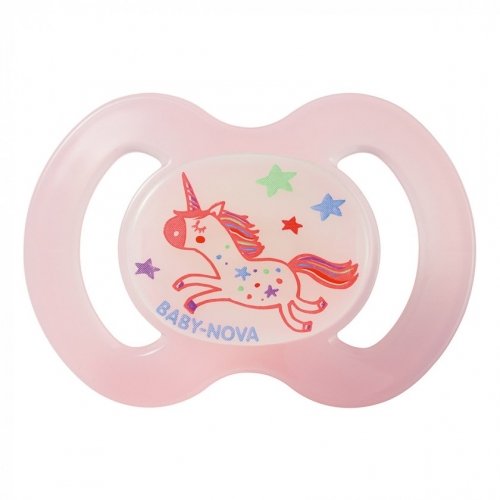 Пустышка силиконовая анатомическая ночная Baby-Nova 6-18 мес 1 шт Розовый 3962486