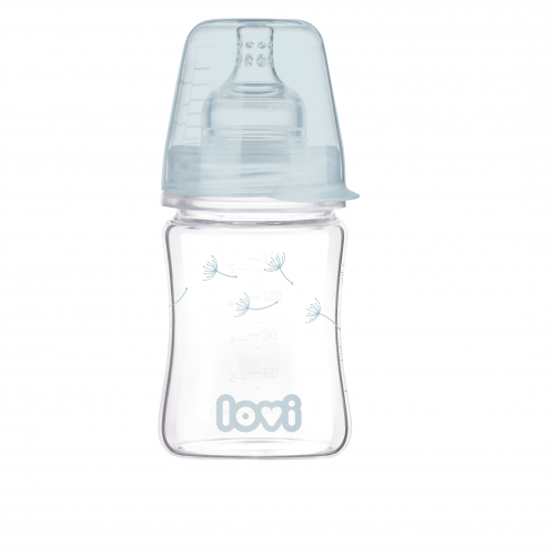 Стеклянная бутылочка для кормления Lovi Diamond Glass Baby Botanic 150 мл Голубой 74/105