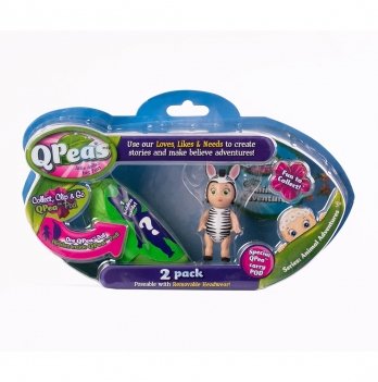 Игровой набор кукла в стручке горошинки QPeas Приключения животных Зебра Зада QP003