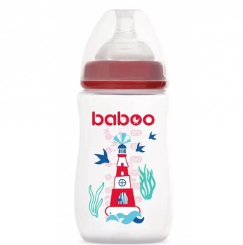Бутылочка для кормления Baboo Sealife Морской маяк 3+ мес 250 мл Красный 90406