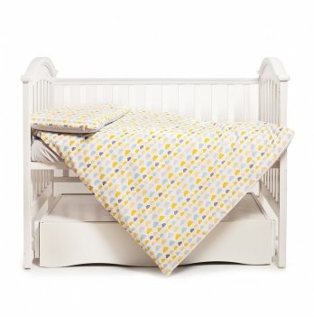 Детское постельное белье в кроватку Twins Happy Серый/Желтый 3033-TH-30205