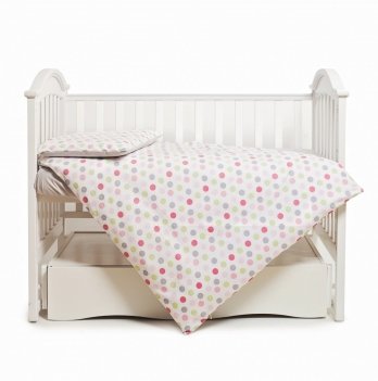 Детское постельное белье в кроватку Twins Happy Серый/Розовый 3033-TH-30108