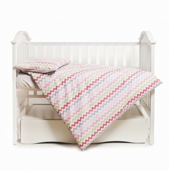 Детское постельное белье в кроватку Twins Happy Розовый/Серый 3033-TH-30008