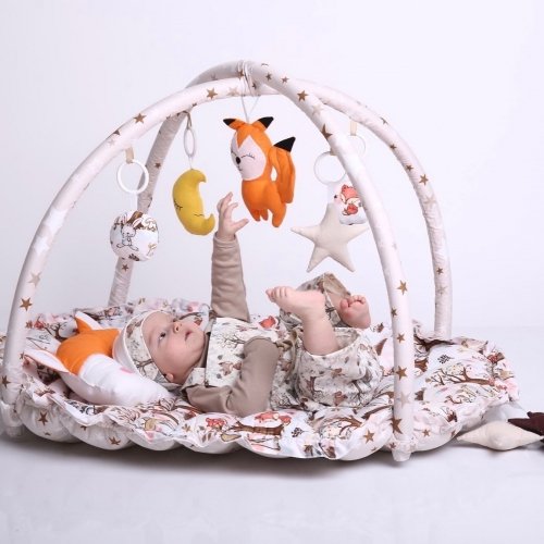 Кокон для новорожденных 2в1 Happy Luna Babynest Playmate Серый/Коричневый/Оранжевый 0719