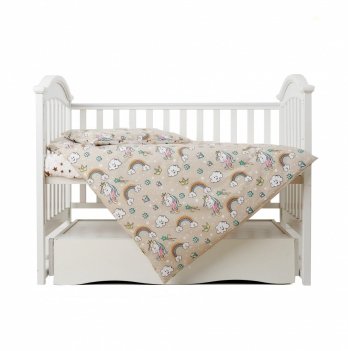 Детское постельное белье в кроватку Twins Unicorn Бежевый 3021-TU-02