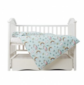 Детское постельное белье в кроватку Twins Unicorn Мятный 3021-TU-14