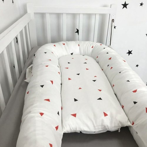 Кокон для новорожденных Oh My Kids Soft OMK Triangles Сатин Белый Поролон 2 см КК-225-ОМК