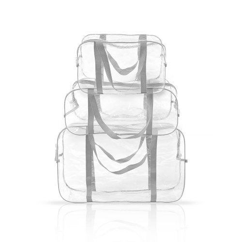 Прозрачная сумка в роддом 3 шт Сумочка Светло-серый 12_6_mxll