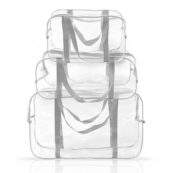 Прозрачная сумка в роддом 3 шт Сумочка Светло-серый 12_6_mxll