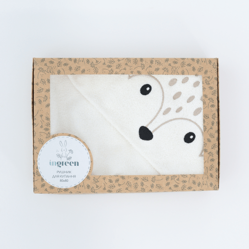 Детское полотенце с капюшоном Sasha Deer 80х80 см Махра Молочный/Бежевый 130/100