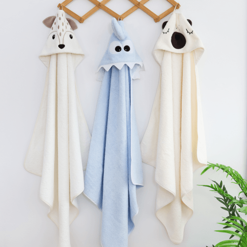 Детское полотенце с капюшоном Sasha Deer 80х80 см Махра Молочный/Бежевый 130/100