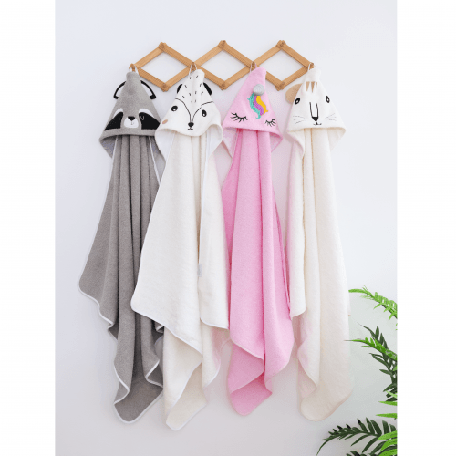 Детское полотенце с капюшоном Sasha Unicorn 80х80 см Махра Розовый 130/70