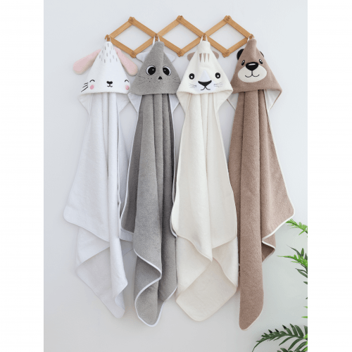 Детское полотенце с капюшоном Sasha Bunny 80х80 см Махра Молочный 140/10