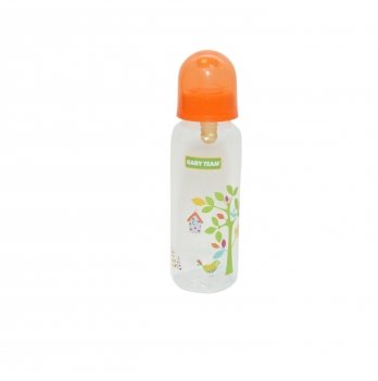 Бутылочка для кормления с латексной соской Baby Team 250 мл Оранжевый 1310