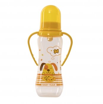 Бутылочка для кормления с латексной соской Baby Team 250 мл Желтый 1311 